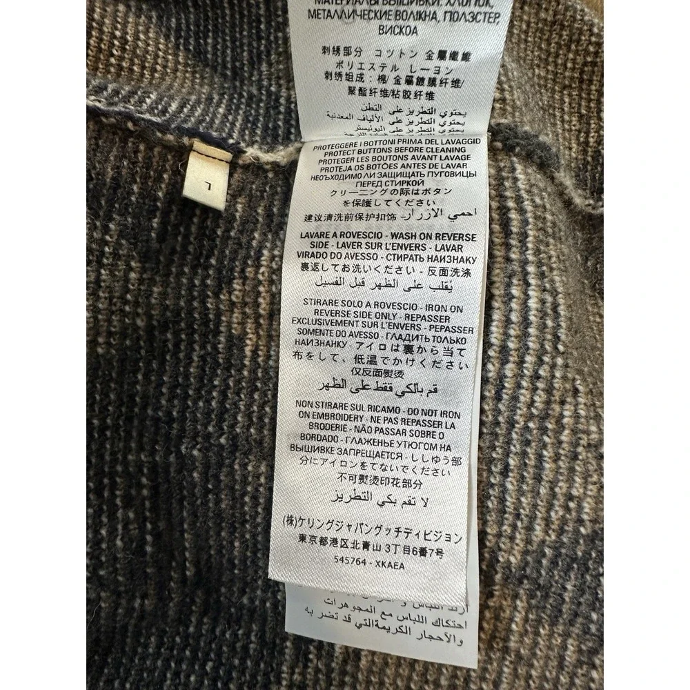 GUCCI Argyle Wool Equestrian AOP Pearl Button Cardigan Size Men's Large